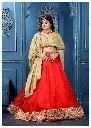 Red Organza Lehenga