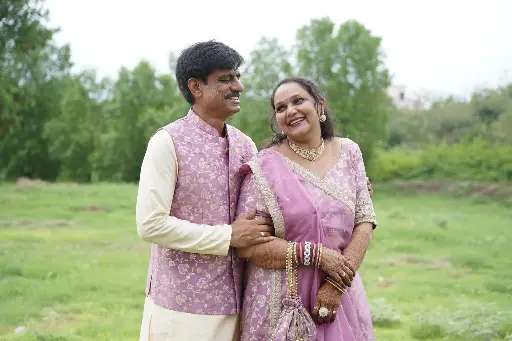 Lavender Banarasi Couple Dress